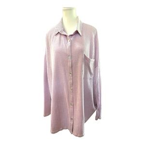 Blooming Apparel Lavender & White Striped Button Down Top – Size 1X